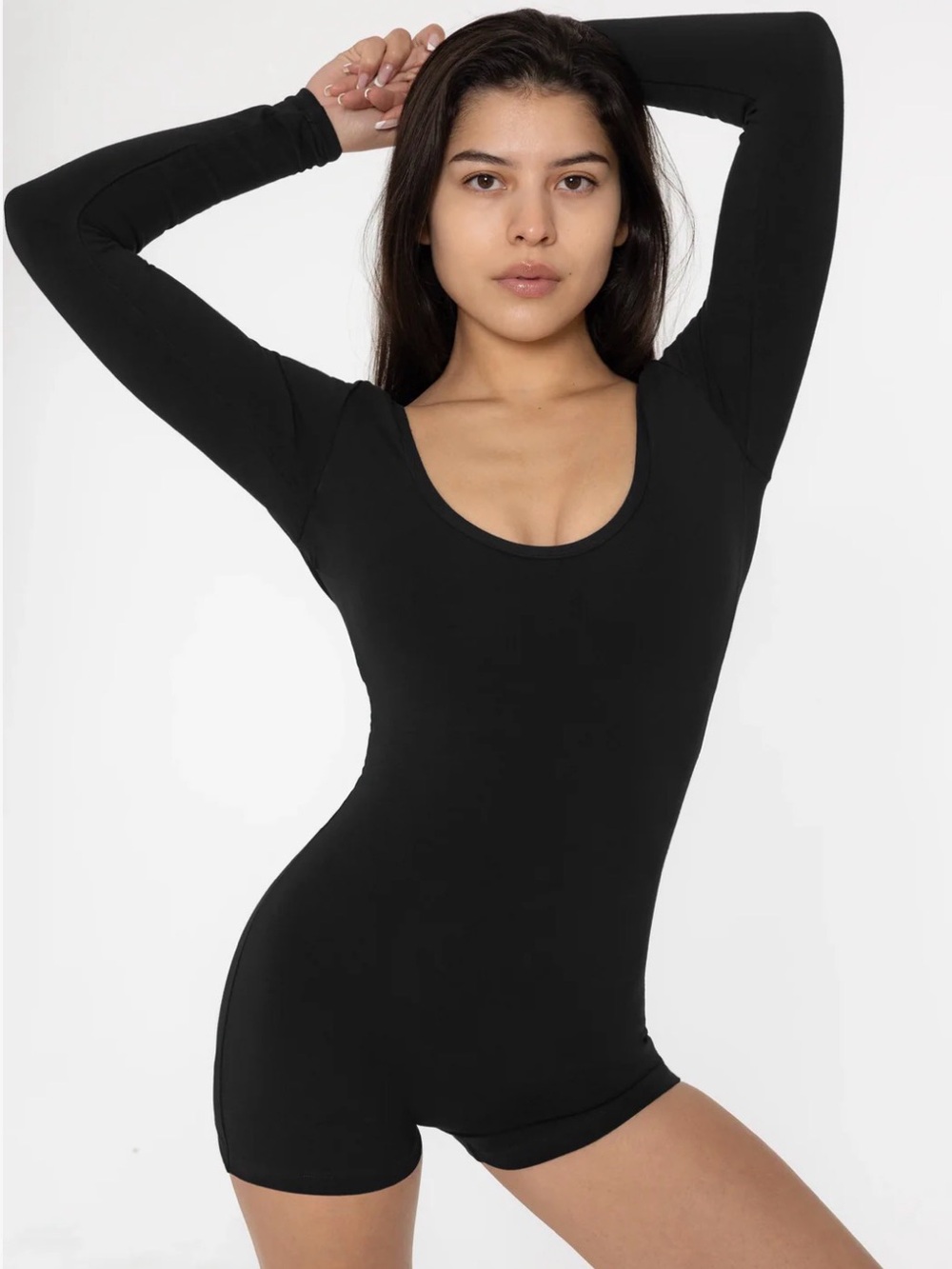 Los Angeles Apparel Black Scoop Neck Long Sleeve Top